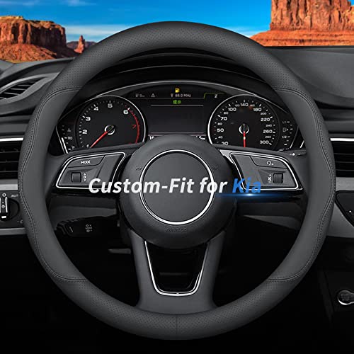 Deer Route Custom-Fit for Kia Steering Wheel Cover, Premium Leather Car Steering Wheel Cover with Logo, Non-Slip, Breathable, for Kia Accessories (B-Style,for Kia) - color: B-Style, size: For Kia