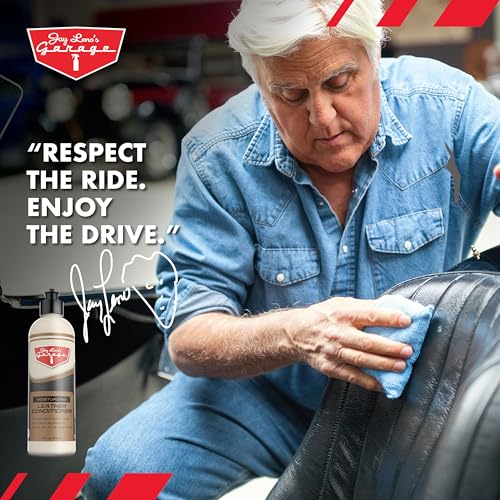Jay Leno's Garage Car Leather Conditioner and Auto Leather Care - Professional Leather Conditioner for Car Seats, Nourishes Protects & Restores, Lanolin & Beeswax Formula, Non-Greasy Finish (16 oz) - style: Conditioner