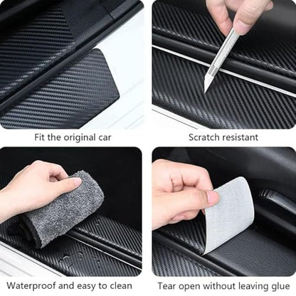 Car Door Sill Protector for Lincoln Nautilus 2024 2025,Waterproof Scratch Carbon Fiber Practical Reducing Scuff Lightweight Non-Slip Kick Plate Protector