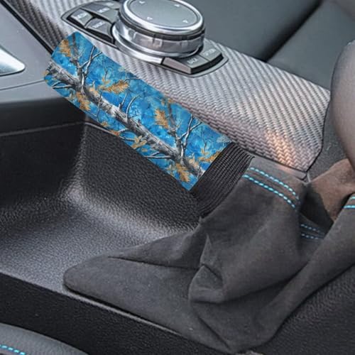 KEIAHUAN Car Gear Shift and Handbrake Cover Breathable Anti-Scratch Car Shifter Gear Hand Brake Cover Automotive Accessories for Men 2PCS, Blue Branch Camo Hunting - color: Blue Branch Camo Hunting Design