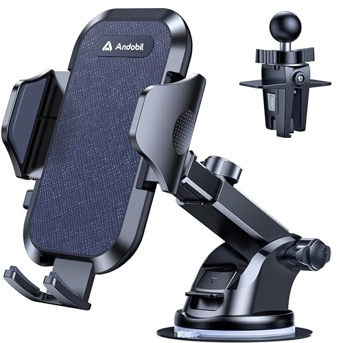 andobil Car Phone Holder Mount (Strong Suction&Bumpy Road Stable) Phone Holders for Your Car, Cell Phone Car Mount for Windshield Dash Vent Truck Cradle Stand for iPhone 17 16 15 14 Pro Max, Blue - color: Blue