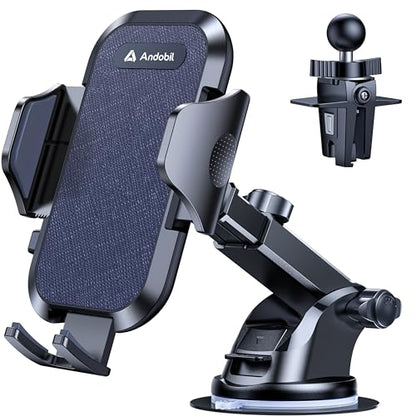 andobil Car Phone Holder Mount (Strong Suction&Bumpy Road Stable) Phone Holders for Your Car, Cell Phone Car Mount for Windshield Dash Vent Truck Cradle Stand for iPhone 17 16 15 14 Pro Max, Blue - color: Blue