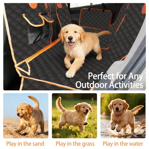 RUTU Back Seat Extender for Dogs, Large Space, Heavy Duty Waterproof Dog Car Seat Cover Fits Middle Armrest for Cars,SUVS & Small Trucks,Non-Slip Durable Soft Back Seat Covers
