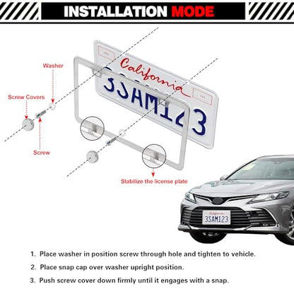 2 Pack Sliver Stainless Steel License Plate Frames with 2 Holes, Polish Mirror License Plate Holder, Rust-Proof, Includes Chrome Screw Accessories, Universal Car License Plate Cover for Man and Women