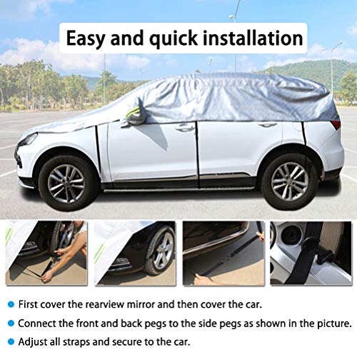 Half Car Cover All Weather Car Body Cover Sunshade Cover Snow Cover Waterproof Snowproof Universal 210D Oxford Fabric (Fit SUV Length 174'' to 189'') - size: Fit Suv Length 174'' to 189''