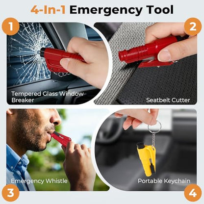 PIFOOG 16 Pcs Car Window Breaker Keychain 3-in-1 Emergency Escape Tool Glass Breakers Seatbelt Cutter Rescue Whistle Mini Compact Auto Safety Survival Tools 8 Colors - color: 16 PCS