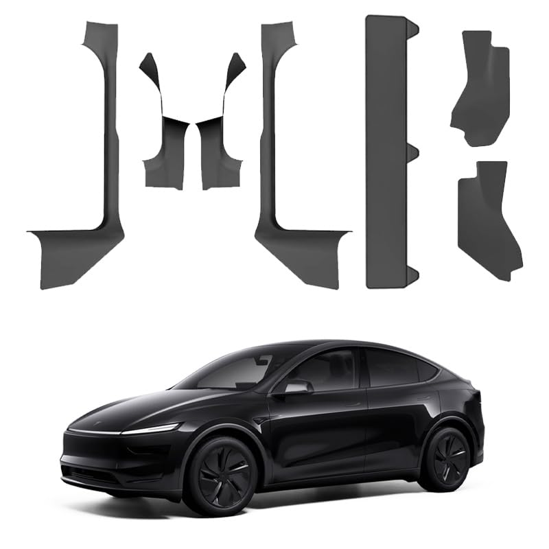 for 2025+ Tesla Model Y Juniper 7PCS TPE Door Threshold Strip & Center Console Saddle Side Protectors & 2nd Row Seat Lower Protector Anti-dust Pads 2025 2026 Model Y Juniper Accessories