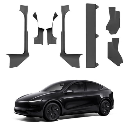 for 2025+ Tesla Model Y Juniper 7PCS TPE Door Threshold Strip & Center Console Saddle Side Protectors & 2nd Row Seat Lower Protector Anti-dust Pads 2025 2026 Model Y Juniper Accessories