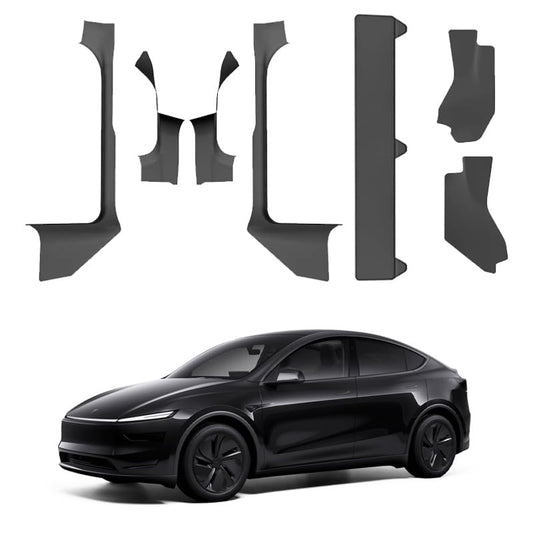 for 2025+ Tesla Model Y Juniper 7PCS TPE Door Threshold Strip & Center Console Saddle Side Protectors & 2nd Row Seat Lower Protector Anti-dust Pads 2025 2026 Model Y Juniper Accessories