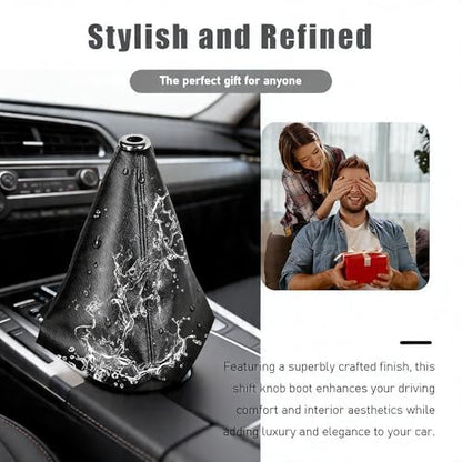 Automotive Shift Knob Dust Cover, Leather Construction, Shifter Boot Cover Replacement Part, Universal Fit for Manual/Automatic Transmissions Automotive Interior Accessories (Black) - color: Black