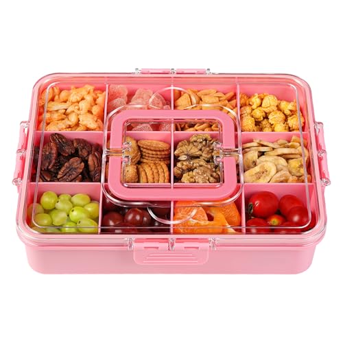 Xyptorix Snack Box Container for Kids - Adjustable 12-Compartment Snack Containers, Reusable Bento Box, Dishwasher Safe, BPA-Free, Perfect for School, Travel, Camping & Picnic, Pink, Large - color: Pink, size: Large