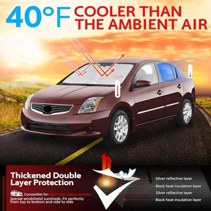 KAYZT Windshield Sun Shade for 2007-2012 Nissan Sentra Foldable Sunshade Front Window Custom Fit Car Accessories - size: for 2007-2012 Nissan SENTRA