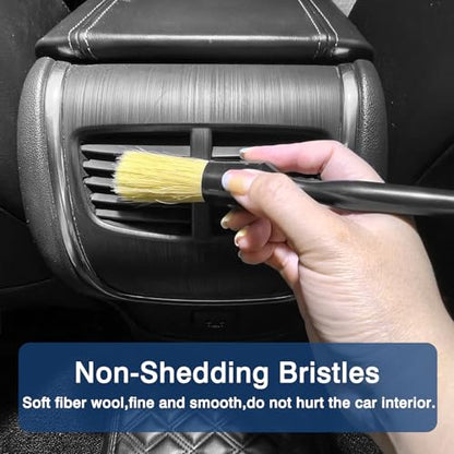 Car Detailing Brushes (3-Pack) – Premium Soft Boar’s Hair Bristles for Interior & Exterior Cleaning – Leather Seats, Air Vents, Wheels, Paint – Auto Detailing Starter Kit