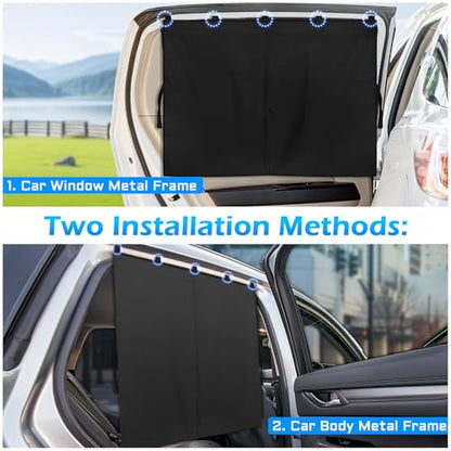 Car Window Shades, 2 Packs Magnetic car Sun Shade for Baby, Double Layers Magnetic Design for Full Covers/Half Shade Options, Window Curtains for Heat/UV Protection Sun Block Covers - color: Black