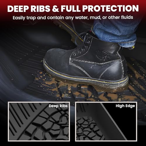 LASFIT Floor Mats & Trunk Mat for Jeep Wrangler Unlimited 4XE 2021-2025 4 Door, Plug-in Hybrid EV-Gas (PHEV), All Weather TPE Custom Fit Floor Liners Cargo Mat Black - style: Wrangler 4XE 21-25