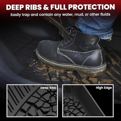 LASFIT Floor Mats & Trunk Mat for Jeep Wrangler Unlimited 4XE 2021-2025 4 Door, Plug-in Hybrid EV-Gas (PHEV), All Weather TPE Custom Fit Floor Liners Cargo Mat Black - style: Wrangler 4XE 21-25