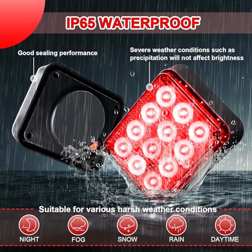 2PCS Red Magnetic Cube Strobe Lights, Rechargeable Portable High-Visibility Emergency Beacons Warning Lights with Multi-Mode & Waterproof for Trucks Vans Vehicles