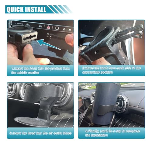 KITUREK Cup Holder for Car, Multi-Function Car Cup Holder Organizer, Car Trash Can, Hanging Cup Holder Expander for Car Air Vents, Vehicle Beverage Organizer Suitable for Cars Trucks (2 PCS)