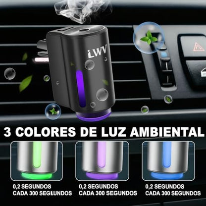 LWW Smart Car Air Freshener - 3 Levels Strength with Ventilation Clip, Rechargeable Car Fragrance Atomizer - with 8 10ml Bottles of Fragrance, Long Lasting Oil Diffuser (Black) - color: Black