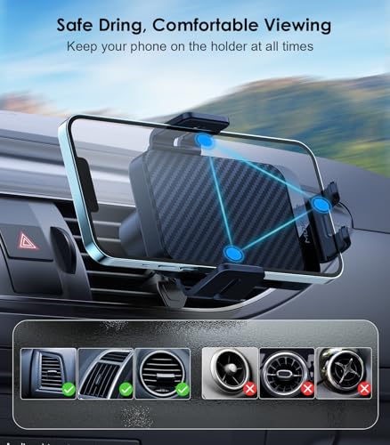 Wireless Car Charger, MOKPR 15W Fast Charging Auto-Clamping Car Charger Phone Mount Air Vent Cell Phone Holder for iPhone 16/15/14/13/13 Pro/12 pro/12/11, for Samsung Galaxy S23/S22/S21/S20, etc - color: Royal blue