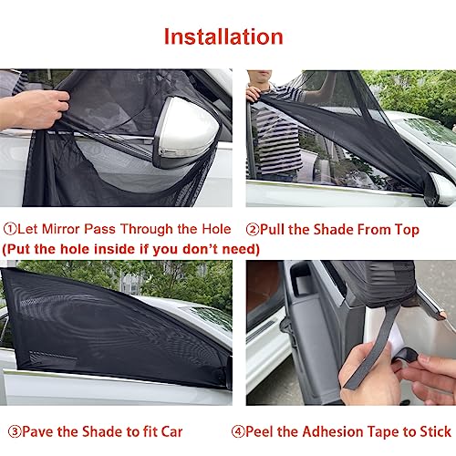 2Pack Front Car Window Screen Mesh Cover up to 40", Sunshade Anti-UV Rays, Privacy Shade Car Camping Net for Ventilation - size: Front Window 40" Max