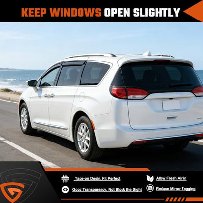 Rain Guards Fit for Chrysler Pacifica 2017 2018 2019 2020 2021 2022 2023 2024 2025, Tape-On Side Window Deflector Durable 2017-2025 Pacifica Rain Guard Black 4 PCS - size: Fit for Chrysler Pacifica 2017-2025