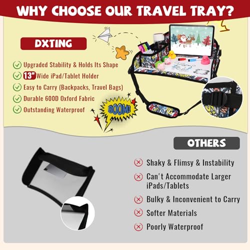 Kids Travel Tray for Airplane - Toddler Car Seat Table Tray, Road Trip Essentials for Boys & Girls, Carseat Lap Desk for Kids Road Trip Activities, Graffiti - color: Graffiti