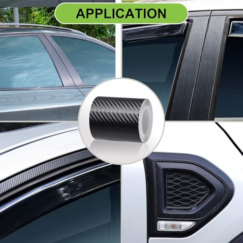 Spurtar Carbon Fiber Wrap Black Vinyl Wrap for Cars, 3 Inch x 20 ft Universal Chrome Delete Dry Carbon Fiber Tape Door Edge Guards Vehicle Detailing Tape Overlay Vinyl Paper Car Exterior Accessories - size: 3 Inch x 20 ft