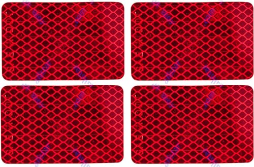 All Star Truck Parts Amber/Red 2x3 Rectangle High Visibility Reflective Stick-On Prism Reflector DOT-SAE Strong Weatherproof Trailer Camper RV Flatbed Fender Property Boat Marine Sign (Red, Qty 4) - color: RED, size: 4 PACK