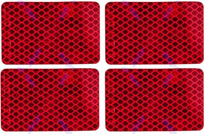 All Star Truck Parts Amber/Red 2x3 Rectangle High Visibility Reflective Stick-On Prism Reflector DOT-SAE Strong Weatherproof Trailer Camper RV Flatbed Fender Property Boat Marine Sign (Red, Qty 4) - color: RED, size: 4 PACK