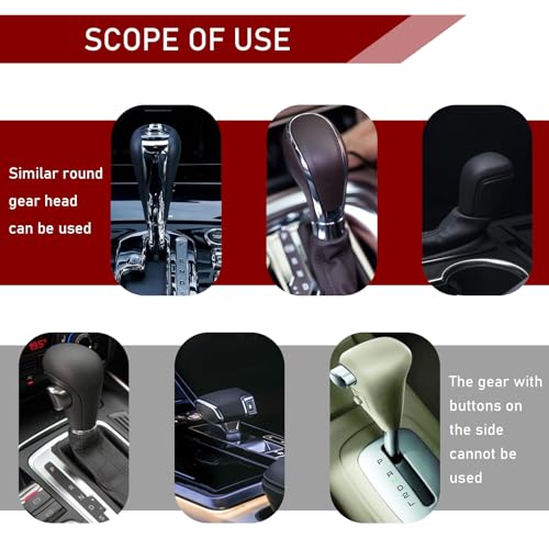 2 PCS/Set Car Gear Shift Knob Cover & Car Handbrake Cover, Anti-Slip Car Gear Shift Handle, Handbrake Cover Gear Cover Set, Universal for Most Cars (Red) - color: Red