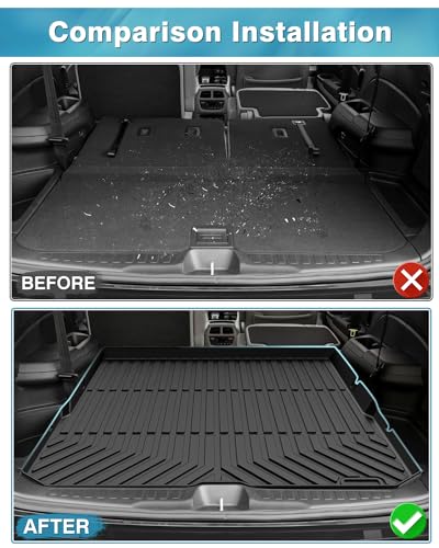 Powerty Trunk Mat for 2016-2021 2022 Honda Pilot Accessories Cargo Mats TPE All Weather Cargo Liner Back Seat Cover Heavy-Duty Trunk Liners - size: Cargo Mat｜For｜16-22｜Honda Pilot