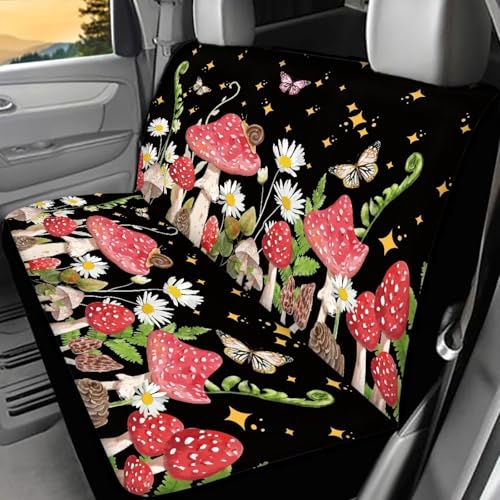 Car Seat Cover for Women Mushroom Car Accessories Rear Bench Seat Covers for Trucks Sedan Split 2 Pack Daisy Butterfly Back Seat Cover for SUV - color: 1 Mushroom Star