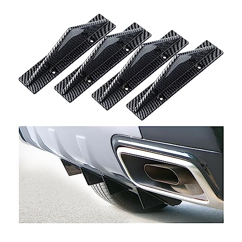 4pcs Car Rear Lower Bumper Wing Lip Diffuser, Anti-Crash Accessories Spoiler Shark Fin Protector, Rear Bumper Splitter Lip Wing with Screw, Universal Auto Decoration for Car SUV Truck - style: Straight/Carbon Fiber
