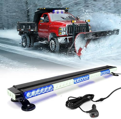 38'' 80 LED Emergency Strobe Rooftop Flashing Light Bar, Double Side Hazard Warning Beacon Safety w/Magnetic for Tow Vehicles Firefighter Cars Trucks Traffic Security,White&Blue&White - color: White & Blue Mix, size: 38''