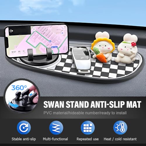 2026 New Multifunction Car Anti-Slip Pad, 360° Rotatable Phone Holder Dashboard Pad with Hidden Parking Number Plate, Car Anti Slip Pad Phone Holder for Phone Keys Sunglasses (Gray) - color: Gray