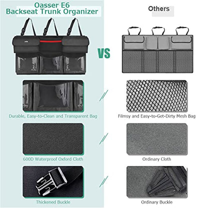 Oasser Trunk Organizer for Car, Hanging Car Organizer with 6 Large Pockets 3 Adjustable Straps 43.3x19 Inch - size: Regular-43.3x19in