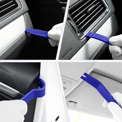 LivTee 5 pcs Auto Trim Removal Tool Kit, No Scratch Plastic Pry Tool Kit - Interior Door Panel Clip Fastener Removal Set for Vehicle Dash Radio Audio Installer (Blue) - color: Blue