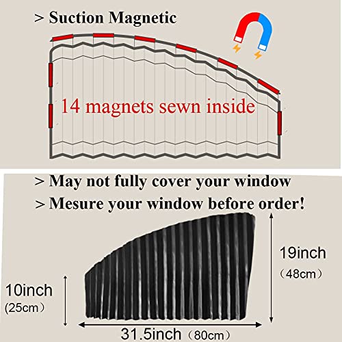 Ovege Car Side Window Sun Shade Car Curtain Pleated Silky Suction Magnetic (Black-Opaque, Front Seat 2pcs) - color: Black-Opaque, size: Front Seat 2pcs