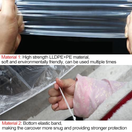 4 Packs Disposable Car Cover Clear Plastic Car Cover Universal Rain Dust Garage Cover with Elastic Band Large (15.7FT x 24.6FT) - size: 4 PCS LL(15.7ft * 24.8ft)