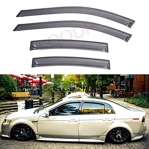 4pcs Front+Rear JDM Smoke Sun/Rain Guard Outside Mount Tape-On Window Visors Compatible with 04-08 Acura TL - size: Compatible with 2004-2008 Acura TL