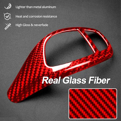 Real Glass Fiber Gear Shift Konb Cover Trim Protector Compatible with BMW F20 F21 F22 F23 F30 F32 F33 F34 F35 F36 F06 F12 F13 F25 F26 F15 F16 GT3 I8 Interior Accessories(2010-2020) - Glossy Red - color: Red