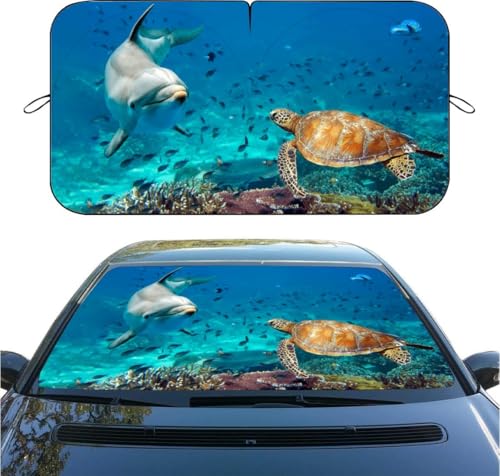 Seaworld Car Windshield Sunshade, Foldable Front Window Sun Shade, UV Rays & Heat Blocking, Universal Fit for Sedan SUV Truck, 59" x 31.5" Automotive Interior Protector - color: color 2