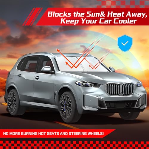 ARISMOTOR Windshield Sun Shade for BMW X5 2019-2025 2026, Custom Fit Foldable Front Window Sunshade Sun Visor Protector, Block UV Rays Keep Your Car Cooler - size: for BMW X5 2019-2026