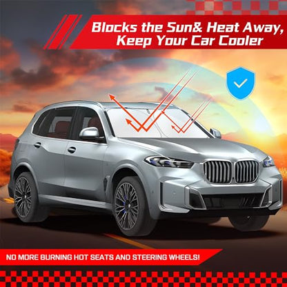 ARISMOTOR Windshield Sun Shade for BMW X5 2019-2025 2026, Custom Fit Foldable Front Window Sunshade Sun Visor Protector, Block UV Rays Keep Your Car Cooler - size: for BMW X5 2019-2026