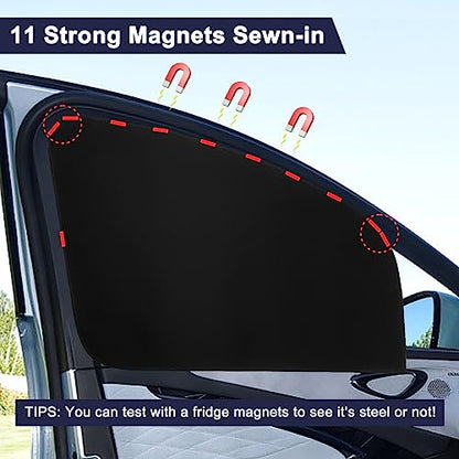 Ovege Car Side Window Sun Shade Magnetic Car Curtain Suction Magnetic Suedette －Front Seat 2pcs - color: Black-Suedette, size: Front Seat 2pcs