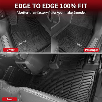 LASFIT Floor Mats and Trunk Mat for Ford Mustang Mach-E 2026 2025 2024 2023 2022 2021 (Cargo Floor in Top Position) All Weather TPE Car Liners, 1st & 2nd Row & Cargo Liner, 4pcs Black - style: 5) 2021-2025 | Ford Mustang Mach-E | Combo Set