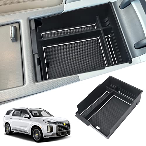 SKTU for 2023 2024 2025 Hyundai Palisade Center Console Organizer 2023 2024 2025 Palisade Center Console Tray 2023 2024 2025 Palisade Accessories Armrest Box with Coin and Sunglasses Holder (White) - color: White