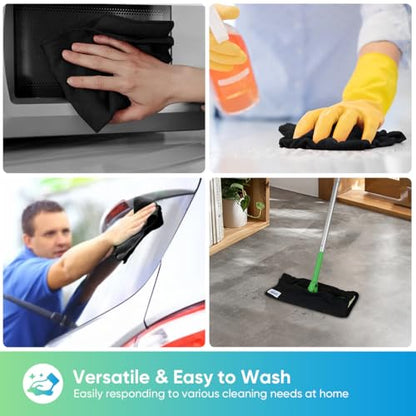 HOMEXCEL Black Microfiber Cleaning Cloth, 24 Pack Cleaning Towels for Kitchen, Lint Free, Scratch-Free, Highly Absorbent, and Reusable Cleaning Rags for House, Window and Glass, Cars, 11.5 X11.5 inch - color: Black