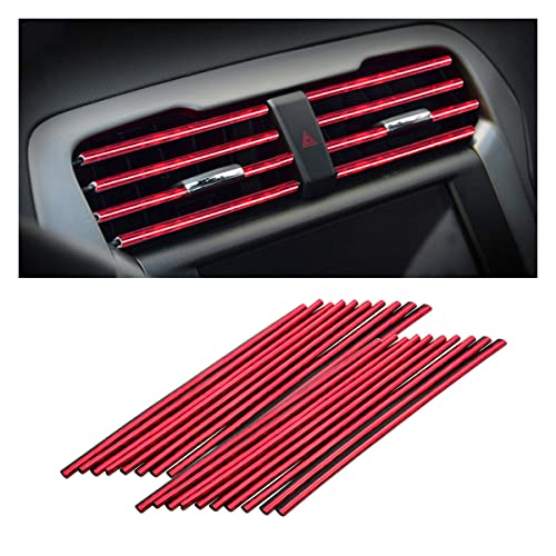 8sanlione 20 Pieces Car Air Conditioner Decoration Strip for Vent Outlet, Universal Waterproof Bendable Air Vent Outlet Trim Decoration, Suitable for Most Air Vent Outlet, Car Accessories (Ice Red) - color: Ice Red